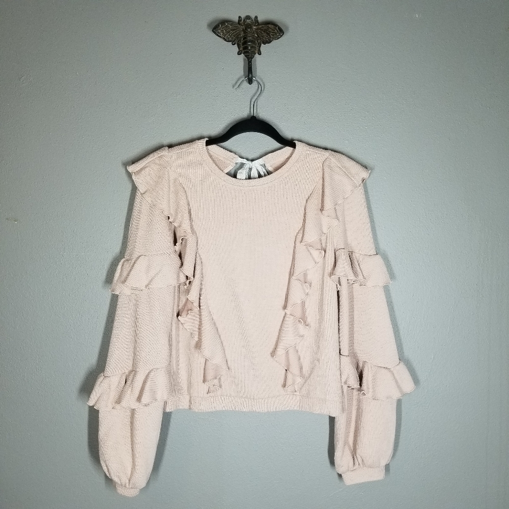 Saylor | Avian Sweater Ribbed Cascade Ruffle - Picture 7 of 10